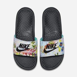 Papuci Nike Benassi JDI Floral Dama Platină Negrii | NHGK-98704